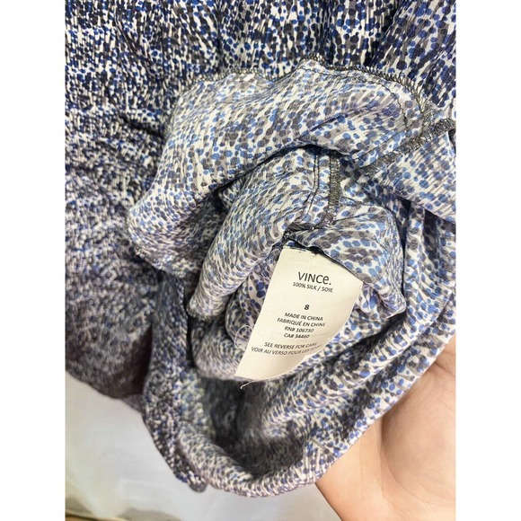 Vince Womens 100% Silk Static Animal Print Sleeveless Romper Jumpsuit Blue Sz 8 - Picture 4 of 4